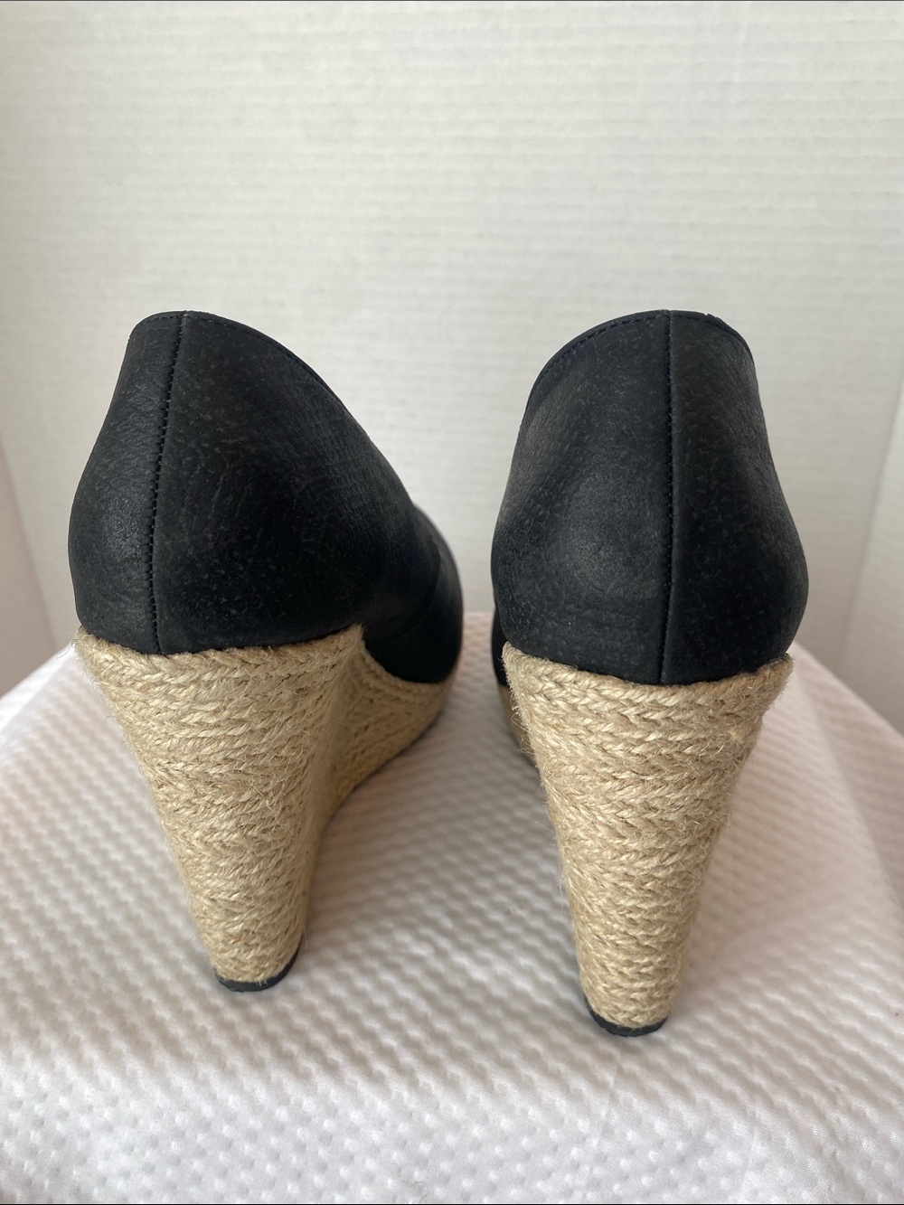Michael Antonio Anabel-Snake Black & Natural Espadrille 4” Wedge Pumps LIKE NEW! - Picture 5 of 10